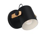 Eglo Wandleuchte "Hornwood Wandelampe, Retro, Industrial, Vintage, Stahl, Holz, E27", Schwarz (Schwarz, Creme Braun), 1, Ø 17Cm H: 0Cm, 1 Stk., Leuchten, Wohnzimmer, Esszimmer, Flur, 1-Flammig, Schwarz, Braun, 17X17X21,5Cm, Wandleuchte