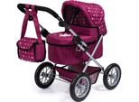 Puppenwagen Bayer "Trendy", Rot (Bordeaux), Puppenwagen, Kinderb:39Cm H:68Cm T:68Cm, Kunststoff, Metall, Stoff, Mit Wickeltasche, B:39Cm H:68Cm T:68Cm