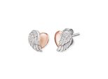 Paar Ohrstecker Engelsrufer "HerzflÜGel", Rosa (Silberfarben, RoséGoldfarben, Kristallweiß), Ohrringe, Damen, Silber 925 (Sterlingsilber), Mit Zirkonia (Synth.)