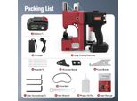 Sacknähmaschine - Industrielle Akku-Nähmaschine - 260W bürstenloser Motor - 5,2Ah Batterie - Für Verpackung und Canvas-Säcke - Rot