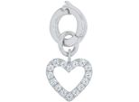 Charm Herz Amor "2038516", Silber (Silberfarben, Kristallweiß, Kristallweiß), Charms, Damen, Silber 925 (Sterlingsilber), Mit Zirkonia (Synth.)