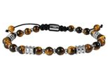 Gliederarmband Adelia´s "Armband – Kugelarmband Aus Edelstahl Mit Tigerauge 19,5 Cm", Braun (Silber), ArmbäNder, Herren, 20Cm, Edelstahl, Gliederarmband, Ideal Als Geschenk – Dezent Und Elegant