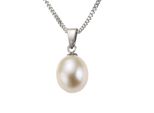 Kette Mit AnhäNger Zeeme "925 Sterling Silber Perle Weiß", Silber, Halsketten, Damen, 45Cm, Silber 925 (Sterlingsilber), L: 45 B: 8Mm, GläNzend, B:8Mm