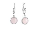 Paar OhrhäNger Zeeme "Silber 925 Mit Echtem Rosenquarz 8Mm", Weiß (Weiß, Rosa), Ohrringe, Damen, One-Size, Silber 925 (Sterlingsilber)