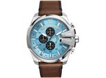 Chronograph Diesel "Mega Chief", Braun, Armbanduhren, Herren, Chronograph, Quarzuhr, Armbanduhr, Herrenuhr, Stoppfunktion, Lederarmband