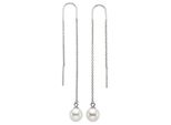 Paar OhrhäNger "Schmuck Geschenk SilberohrhäNger Zum Durchziehen", Silberfarben, Weiß, Aniston Jewelry & Watches, Ohrringe, Damen, 8Mm, Perlen Silber 925 (Sterlingsilber), Perlen, Silber 925 (Sterlingsilber), Mit Muschelkernperle (Synth.)