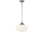 Searchlight Pendelleuchte "Schoolhouse Pendelleuchte - Satinsilber Und Opalglas", Weiß (Satinsilber, Weiß), H: 28Cm, 1 Stk., Leuchten, Pendelleuchte