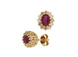 Paar Ohrstecker Jobo "Ohrringe Mit Rubin Und 24 Diamanten", Gelb (Gelbgold 585), Ohrringe, Damen, Diamanten Gelbgold 585, Diamanten, Gelbgold 585, 585 Gold