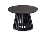 Couchtisch Schwarz Massivholz Mango Rund 60X60X41 Cm Mit Gittergestell Modern
