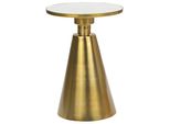 Beistelltisch Metall/Marmor Gold/Weiß Rund 35 Cm Andres