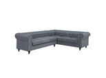 Ecksofa Polsterbezug Hellgrau Rechtsseitig Chesterfield