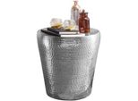 Beistelltisch – Rund Silber Aluminium Hammerschlag 42 Cm Orientalisch