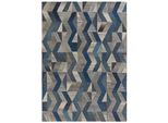 Wollteppich Esk, Geometrisch, Blau, 160 X 230 Cm