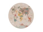 Kinderteppich Waschbar, Mit Dino-Motiv, Beige, Ø 160 Cm