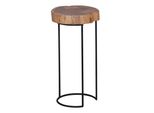 Beistelltisch Massivholz Metallgestell Baumstammplatte Landhausstil Indi, Beige 28X28X55 Cm