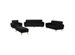 6-SITZER Sofa Set Mit Ottomane Polyester Schwarz Florli