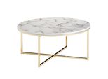 Couchtisch Mit Marmor-Optik Und Hochglanz-Finish, Rund, Weiß 80X80X35 Cm