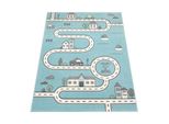 Kinderteppich, Mit Roadmap-Motiv, Blau, 80 X 150 Cm