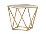 Beistelltisch Beige/Gold Marmor Optik Quadratisch 50/50 Cm Malibu