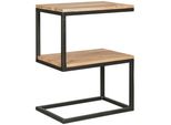 Beistelltisch Massivholz S-Design Metallgestell AblagefläChen Indi, Beige 45X30X60 Cm