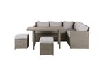 Lounge Set 5-Sitzer Rattan Auflagen Hellgrau Bardi