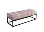 Sitzbank Samt Metallgestell Gepolstert, Rosa 108X40X40 Cm
