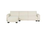 Ecksofa Leder Beige Linksseitig Romedal