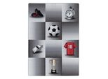Kinderteppich Traun, Mit FußBall-Motiv, Grau, 140 X 200 Cm