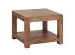 Couchtisch Massivholz Im Landhausstil Mit Ablagefach Und Pflegeleichter OberfläChe, Braun 60X60X45 Cm