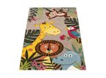 Kinderteppich, Mit Dschungel-Motiv, Aus Polypropylen, Beige, 140 X 200 Cm