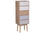 Kommode 5 Schubladen Heller Holzfarbton/Weiß Foley