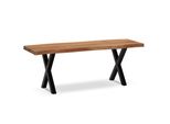 Sitzbank – Akazie/Massivholz/Metall, 120X40X45,5 Cm, Baumkante, Ohne Lehne