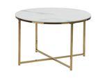 Couchtisch Marmor Optik Weiß/Gold 70 Cm Quincy
