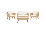 LOUNGE-SET 4-Sitzer Pe Rattan Cremeweiß Vittoria