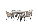 GartenmÖBel Set 6-Sitzer Rattan NatüRlich Auflagen Beige Aliano Ii