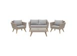 LOUNGE-SET 4-Sitzer Rattan Grau Vittoria