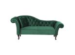 Chaiselongue Samtstoff DunkelgrüN Linksseitig Lattes