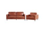 4-SITZER Sofa Set Lederoptik Braun Savalen
