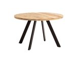 Esszimmertisch – Rund Mango Massivholz 120X120X76 Cm Metallbeine
