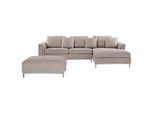 5-SITZER-ECKSOFA Linksseitig Mit Ottomane Polyester Beige Oslo