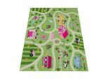 Kinderteppich Waschbar, Mit Bauernhof‑StraßEn-Motiv, GrüN, 200 X 200 Cm