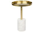 Beistelltisch Metall/Marmor Gold/Weiß Rund 36 Cm Camelo