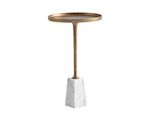 Beistelltisch – Rund Marmor Weiß Gold Metall 34X34X58 Cm