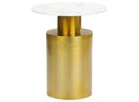 Beistelltisch Metall/Marmor Gold/Weiß Rund 40 Cm Ariaga