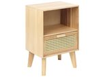 Nachttisch Rattan Heller Holzfarbton 1 Schublade 40/30 Cm Seney