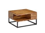 Couchtisch In Sheeshamholz Mit Staufach, 60X60X34,5 Cm, Industrial-Design