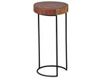Beistelltisch Massivholz Metallgestell Baumstammplatte Landhausstil Indi, Braun 28X28X55 Cm