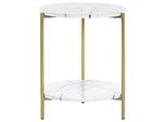 Beistelltisch Marmor Optik Weiß/Gold 40 Cm Reva