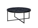 Couchtisch Mit Marmor-Optik Und Hochglanz-Finish, Rund, Schwarz 80X80X35 Cm