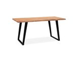 Esstisch Massivholz Baumkante Metall U-Gestell Handgefertigt Atoll, Goldbraun-Schwarz 140X80X76 Cm